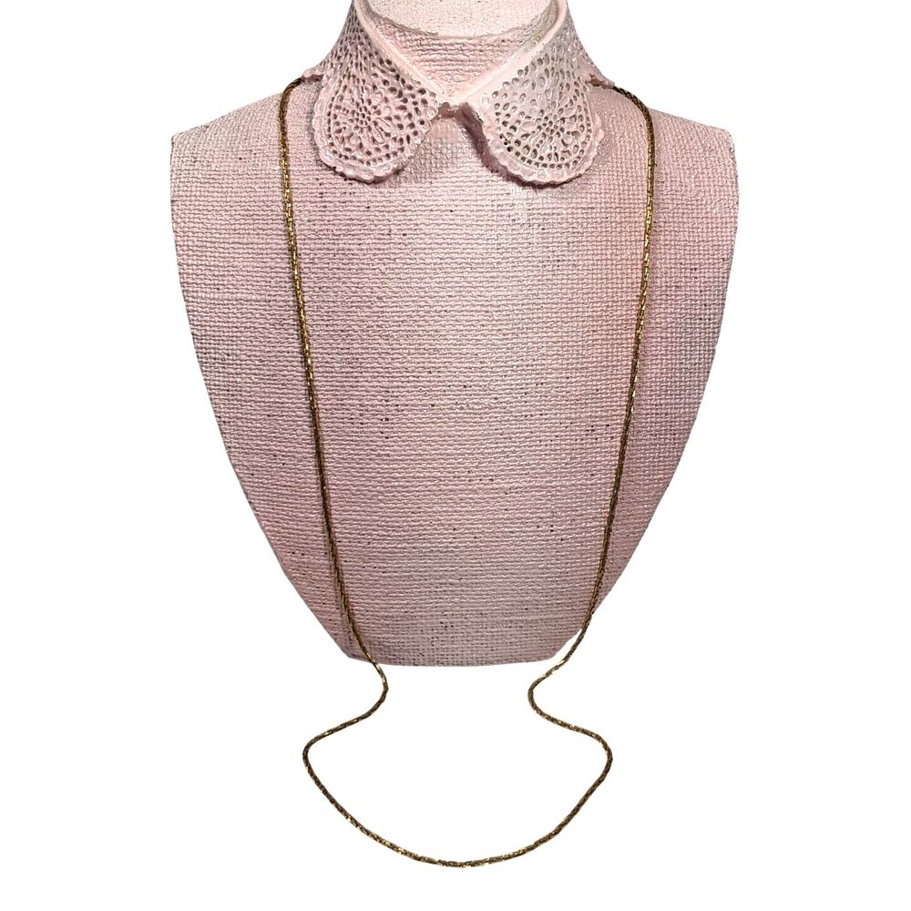 Crown Trifari Gold Chain Opera Flapper Length Plain Necklace 36" Hang Tag